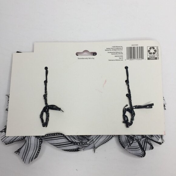 Holiday Time 10 Black & White Striped Christmas Bows Twist Tie - Picture 3 of 3